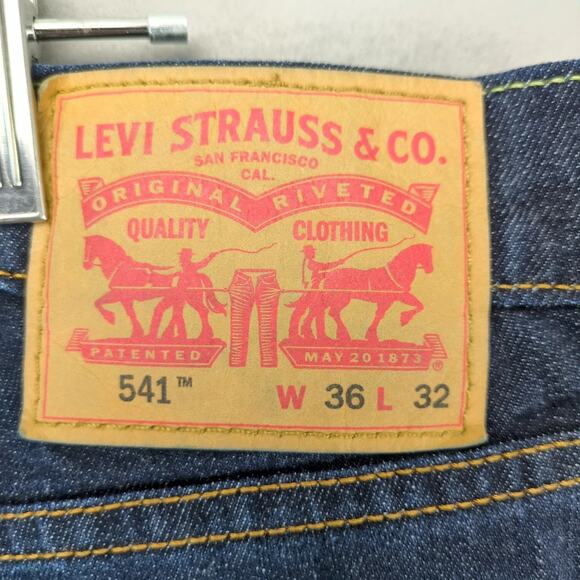 Levi's 541 Jeans Men's 36x32 Dark Stretch Denim Straight Leg Contrast Stitching - Picture 7 of 10